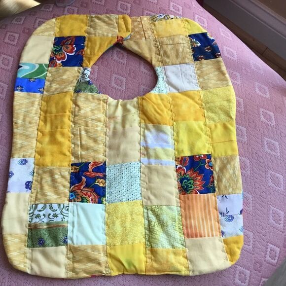 3/$25 or $12 each.  Yellow Hand Crafted Quilted Reversible Baby Bib - Picture 1 of 4